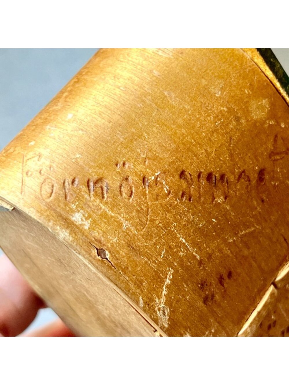 Signed Norwegian Bentwood Tine Wood Box Floral Paint Carved Letters 5.75x2.25x3T - Picture 5 of 16